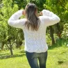 Cable Hand Knitted Mohair Sweater White Fuzzy Crew neck