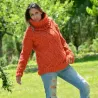 Cable Knitted Chunky 100 % Pure Wool Turtleneck Sweater Blue Color