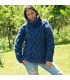 Cable Knitted Chunky 100 % Pure Wool Turtleneck Sweater Blue Denim Color