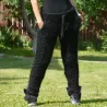 Sexy Cable Hand Knit Mohair Pants with Pockets Black Color Fuzzy Leggings