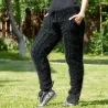 Sexy Cable Hand Knit Mohair Pants with Pockets Black Color Fuzzy Leggings
