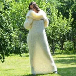 Super Sexy White Hand Knit Cowlneck Mohair Dress  Fetish by EXTRAVAGANTZA