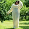 Super Sexy White Hand Knit Cowlneck Mohair Dress  Fetish by EXTRAVAGANTZA