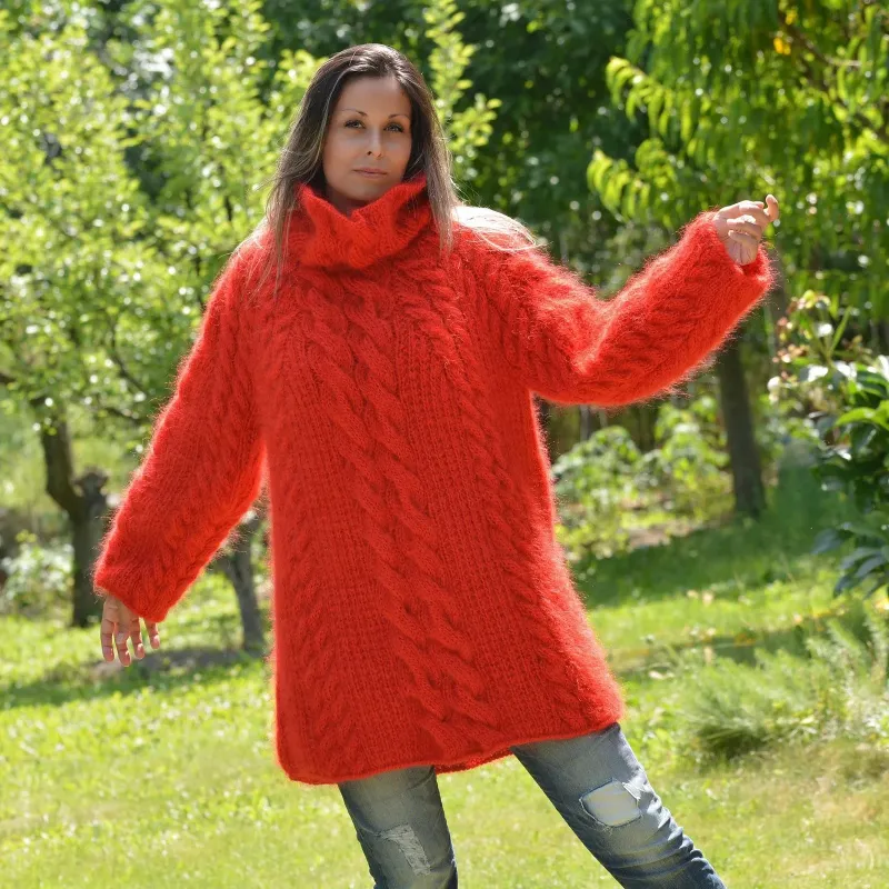 oversized red knit sweater