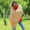 Hand Knitted Wool non Mohair Cable Scarf Sweater Soft Peach Shawl
