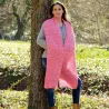 Hand Knitted Wool Cable Scarf Soft Pinc Color Shawl