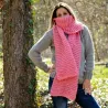Hand Knitted Wool Cable Scarf Soft Pinc Color Shawl