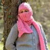 Hand Knitted Wool Cable Scarf Soft Pinc Color Shawl