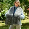 Hand Knitted Wool Cable Scarf Soft Pinc Color Shawl with fringe