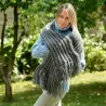 Hand Knitted Wool Cable Scarf Soft Pinc Color Shawl with fringe