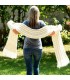 Hand Knitted Wool Cable Scarf Soft White Color Shawl with fringe