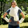 Hand Knitted Wool Cable Scarf Soft White Color Shawl with fringe