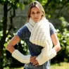 Hand Knitted Wool Cable Scarf Soft White Color Shawl with fringe