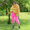 SEXY Summer Neon Pink Hand Knit Mohair Pants Fuzzy Leggings
