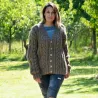 Chunky Cable Hand Knit 100 % Wool Cardigan brown color V-neck Single Stranded