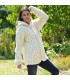 Cable Hand Knitted High Quality 100 % Pure Wool Hooded Cardigan Off White color