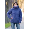 New Cable Hand Knit Turtleneck Mohair Sweater Very Dark Gray Fuzzy