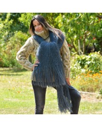 Hand Knitted Mohair Scarf Soft Dark Grey Color Shawl