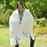 Ribbed Hand Knitted Wool Cable Scarf Soft White Color Shawl