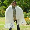 Ribbed Hand Knitted Wool Cable Scarf Soft White Color Shawl