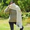 Ribbed Hand Knitted Wool Cable Scarf Soft White Color Shawl