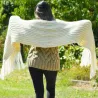 Ribbed Hand Knitted Wool Cable Scarf Soft White Color Shawl