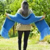 Ribbed Hand Knitted Wool Cable Scarf Soft Blue Color Shawl