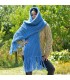 Ribbed Hand Knitted Wool Cable Scarf Soft Blue Color Shawl
