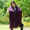 Ribbed Hand Knitted Wool Cable Scarf Soft Fuchsia Pink Color Shawl