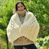 Hand Knitted Wool Cable Scarf Soft White Color Shawl
