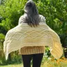 Hand Knitted Wool Cable Scarf Soft White Color Shawl
