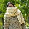 Hand Knitted Wool Cable Scarf Soft White Color Shawl