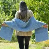 Hand Knitted Wool Cable Scarf Soft Light Blue Color Shawl