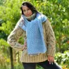 Hand Knitted Wool Cable Scarf Soft Light Blue Color Shawl