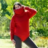 Sexy Hand Knitted Wool Sweater Bodysuit Red Color Turtleneck