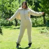 Sexy Hand Knitted Pure Wool Catsuite Sweater Bodysuit White Color Turtleneck