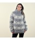 Icelandic Hand Knit Mohair Sweater White and Gray Color Fuzzy Turtleneck Pullover