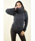 Sexy Hand Knitted Mohair Sweater Bodysuit Dark Gray Color Turtleneck