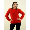 Super Sexy Hand Knitted Mohair Sweater Red Orange Color Fuzzy Boat Neck pullover