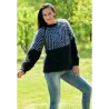 Sexy Hand Knitted Turtleneck Mohair Sweater Black and White Color