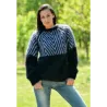 Sexy Hand Knitted Turtleneck Mohair Sweater Black and White Color