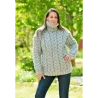 Cable Hand Knitted Chunky 100 % Pure Wool Turtleneck Sweater Light Gray Jumper