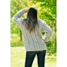 Cable Hand Knitted Chunky 100 % Pure Wool Turtleneck Sweater Light Gray Jumper