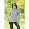Cable Hand Knitted Chunky 100 % Pure Wool Turtleneck Sweater Light Gray Jumper