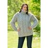 Cable Hand Knitted Chunky 100 % Pure Wool Turtleneck Sweater Light Gray Jumper