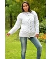 Hand Knitted Mohair Cardigan white color Fuzzy crew neck Jacket