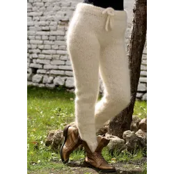 Super sexy Off White Hand Knit Mohair Pants Fuzzy Leggings