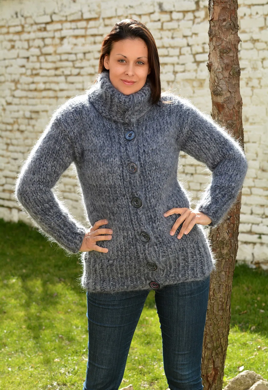 grey mohair cardigan