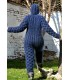 10 Strands Grey Blue Mix Hand Knitted Mohair Hooded Catsuit Fuzzy and Fluffy Fetish One piece Bodysuit