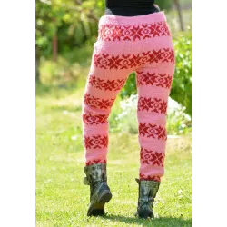 Pink Hand Knit 100% Wool  Icelandic Nordic Pants